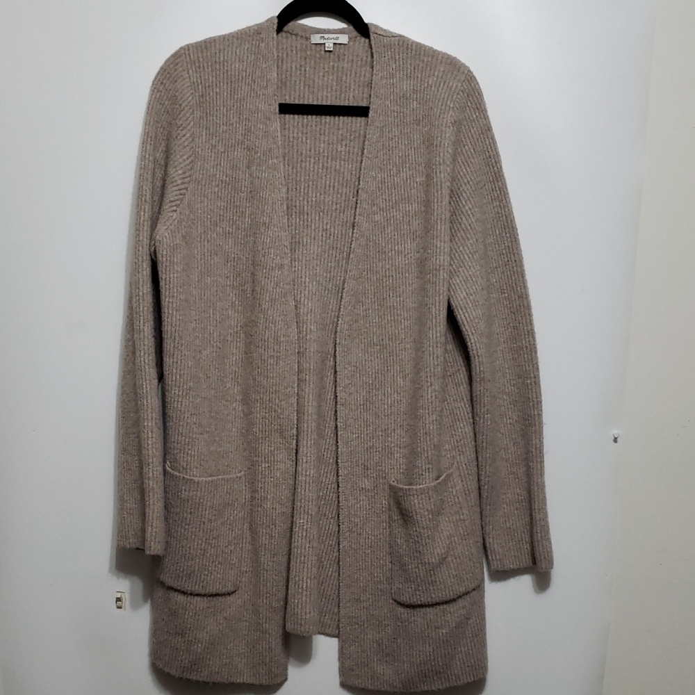 MADEWELL Heather Brown/Tan Open Front Cardigan Sweater L